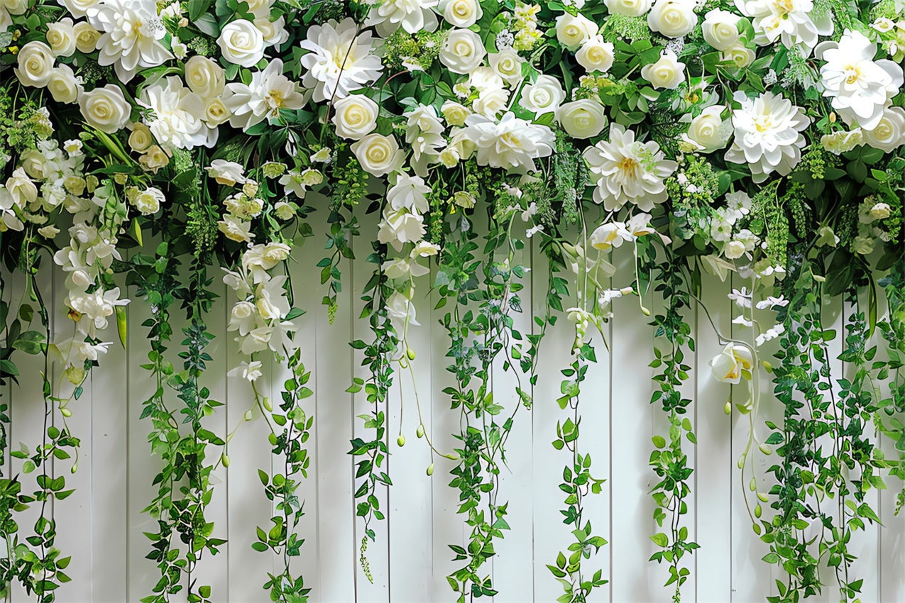 Hanging Flower Backdrop Romantic White Wall Backdrop UK BRP12-566