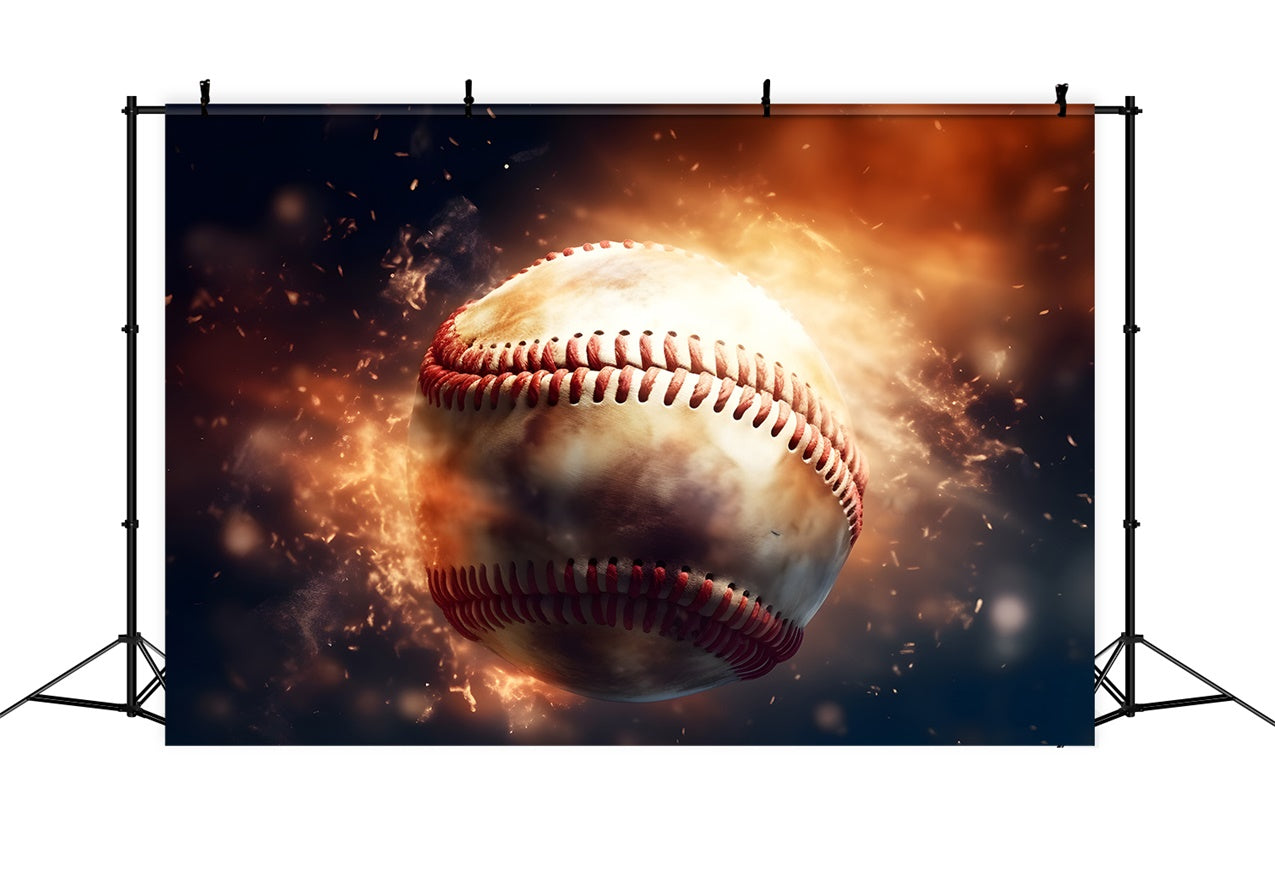 Sports Backdrop Ideas Flaming Baseball Photography Backdrop UK BRP12-573