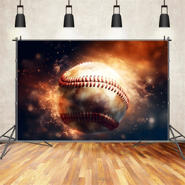 Sports Backdrop Ideas Flaming Baseball Photography Backdrop UK BRP12-573