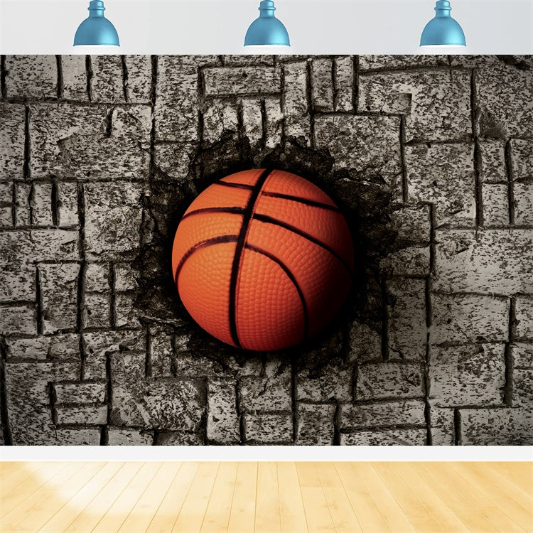 Sports Party Backdrop Basketball Wall Collision Photography Backdrop UK BRP12-574