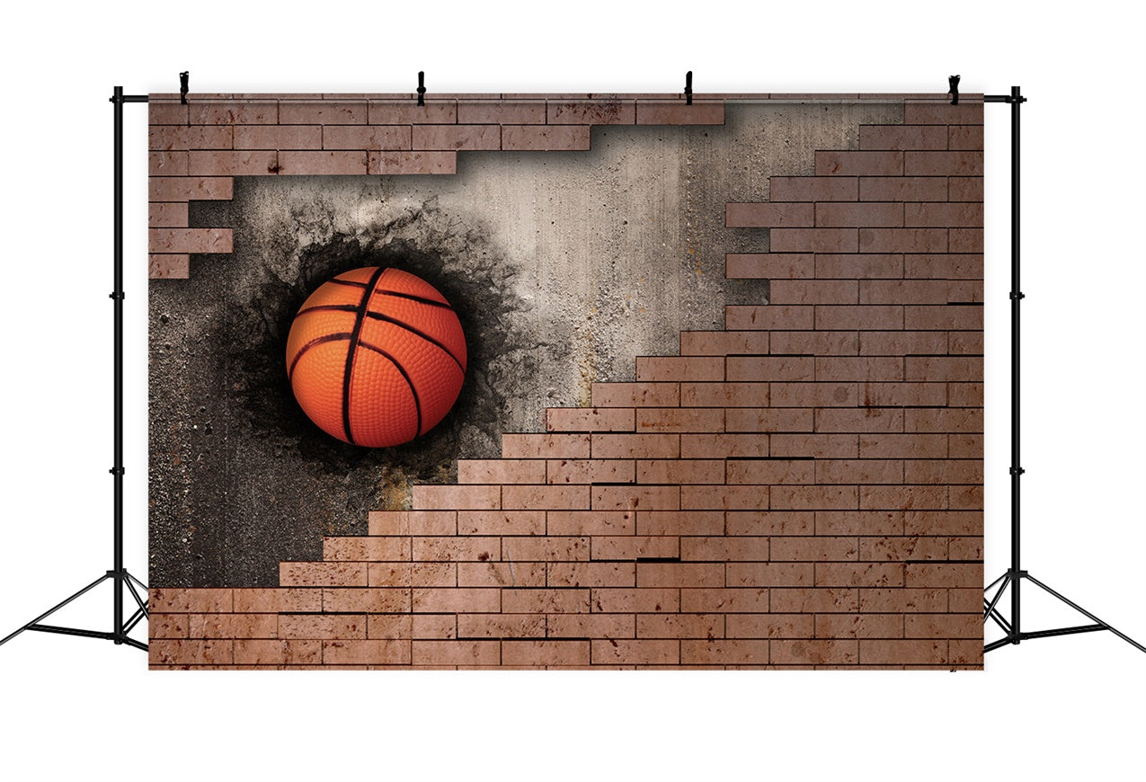 Sports Themed Backdrops Exploding Wall Basketball Game Backdrop UK BRP12-575