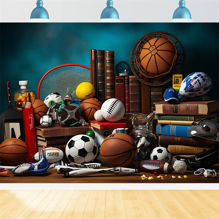 Sports Day Backdrop Ideas Balls Books Photography Backdrop UK BRP12-578