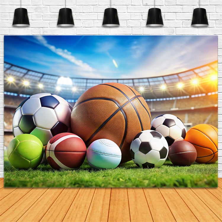 Sports Backdrops Photography Balls Celebration Field Photography Backdrop UK BRP12-579