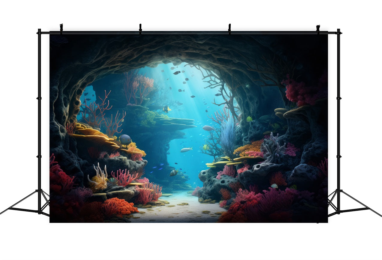 Backdrop Mermaid Underwater Cave Stunning Coral Reef Backdrop UK BRP12-58