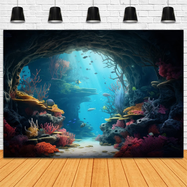 Backdrop Mermaid Underwater Cave Stunning Coral Reef Backdrop UK BRP12-58