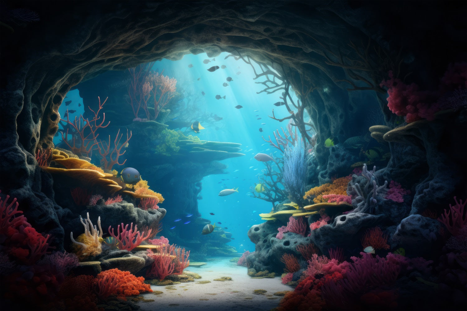 Backdrop Mermaid Underwater Cave Stunning Coral Reef Backdrop UK BRP12-58