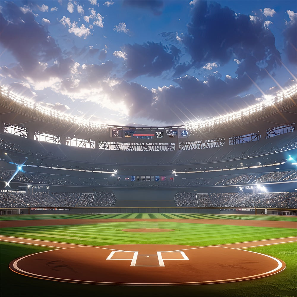 Sports Backdrops Baseball Court Stadium Lights Photography Backdrop UK BRP12-585