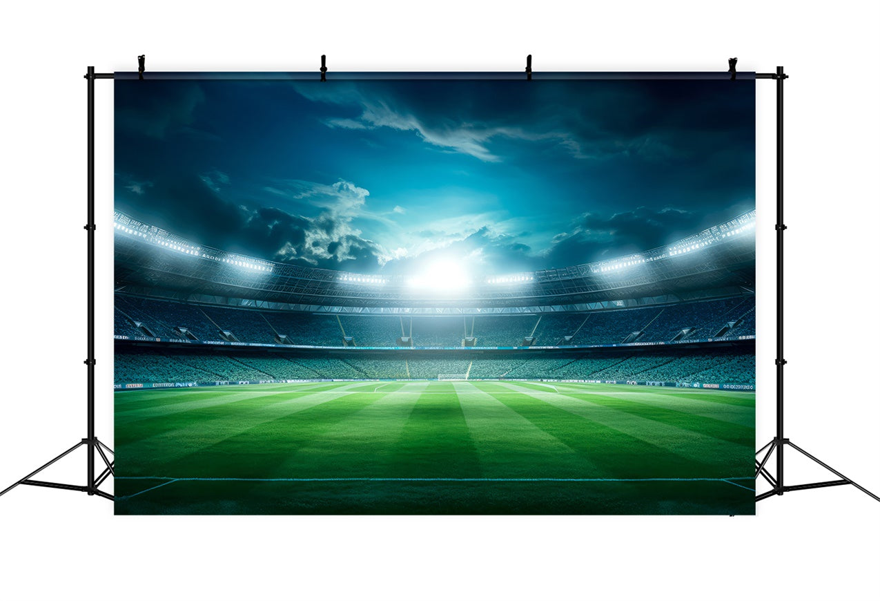 Sport Backdrop Cloudy Sky Football Field Photography Backdrop UK BRP12-588