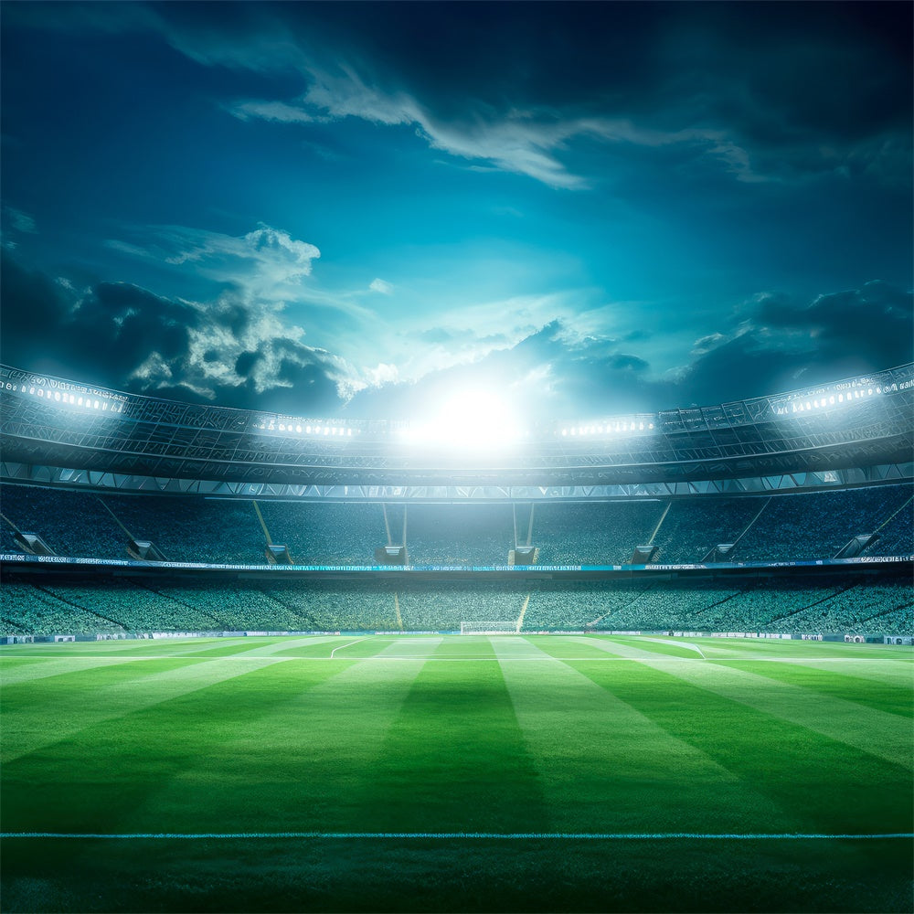 Sport Backdrop Cloudy Sky Football Field Photography Backdrop UK BRP12-588