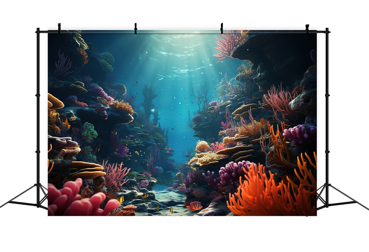 Mermaid Backdrops Beautiful Underwater Coral Reef Landscape Backdrop UK BRP12-59