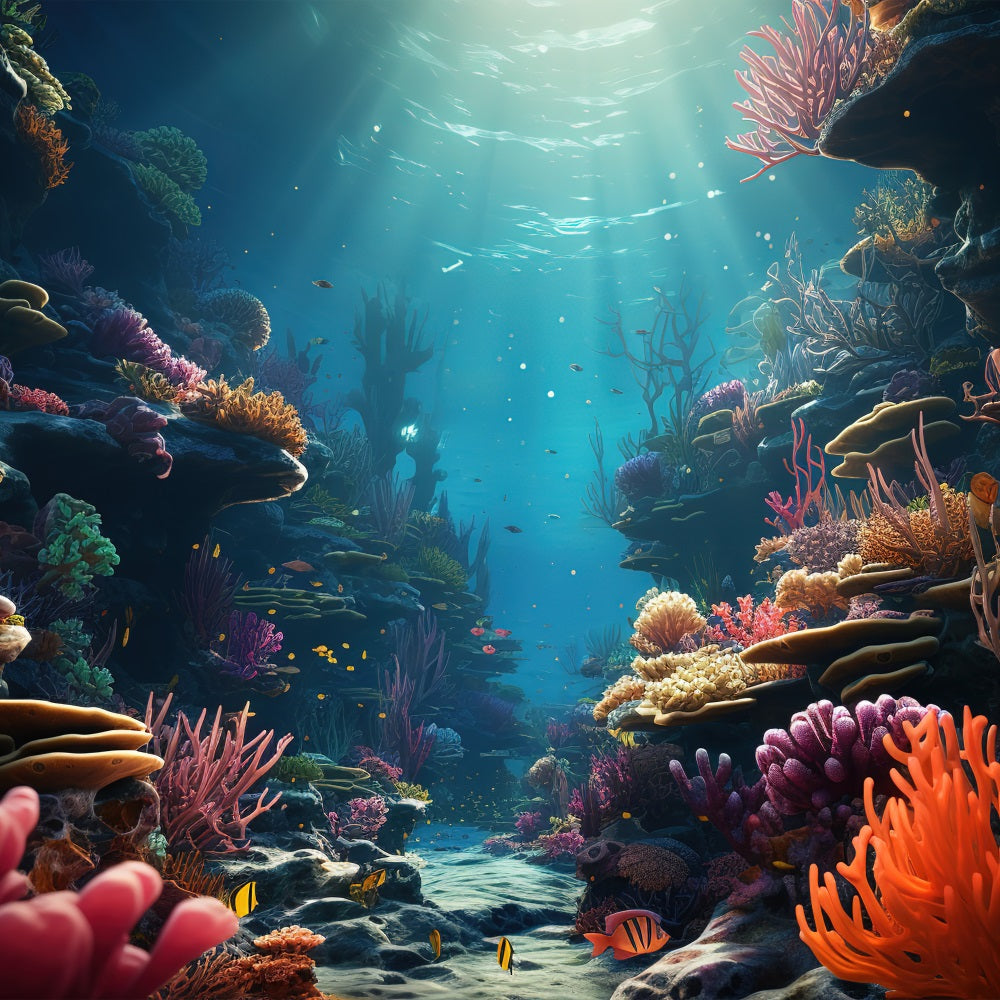 Mermaid Backdrops Beautiful Underwater Coral Reef Landscape Backdrop UK BRP12-59