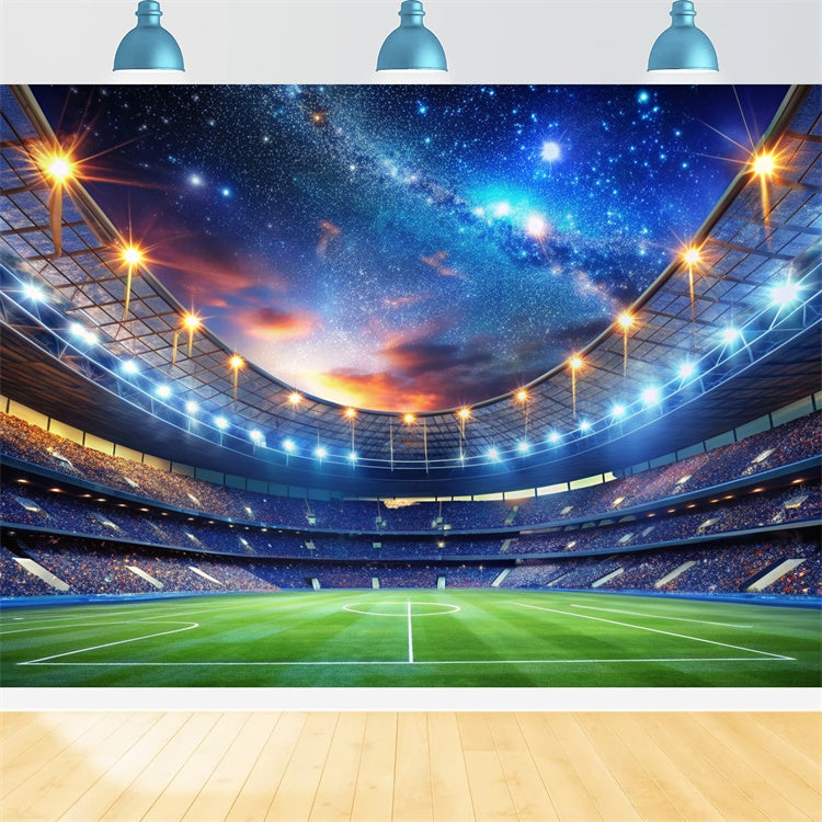 Sports Photo Backdrops Starry Football Field Event Backdrop UK BRP12-590