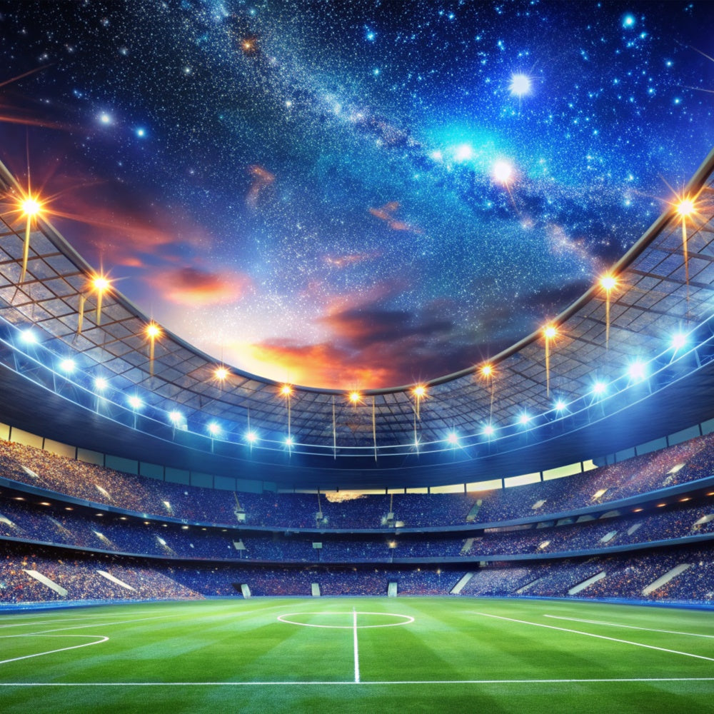 Sports Photo Backdrops Starry Football Field Event Backdrop UK BRP12-590