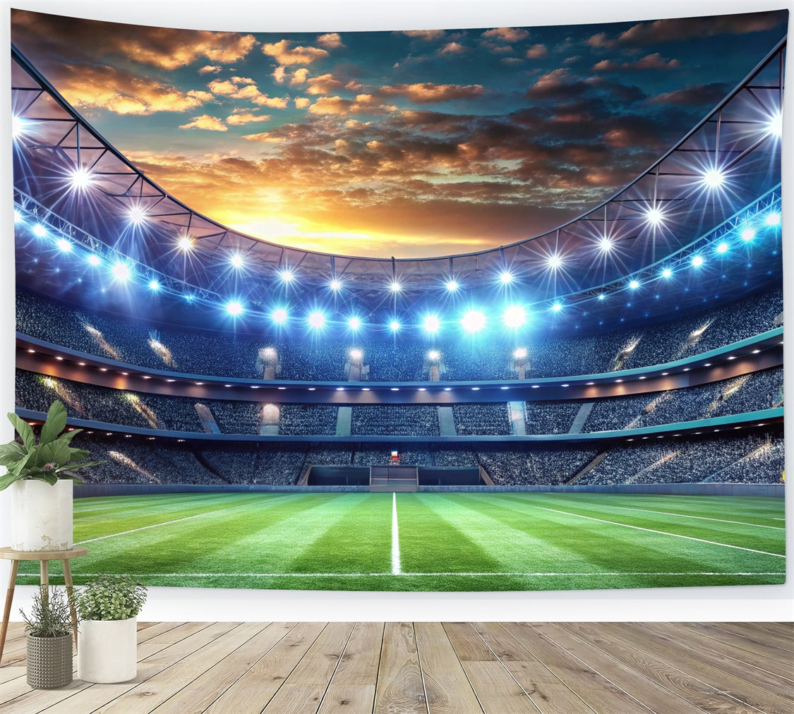 Sports Themed Backdrop Soccer Stadium Sunset Glow Backdrop UK BRP12-592