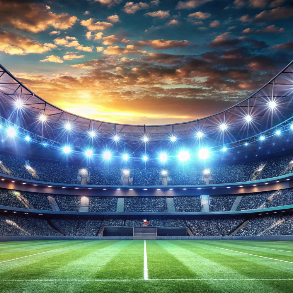 Sports Themed Backdrop Soccer Stadium Sunset Glow Backdrop UK BRP12-592