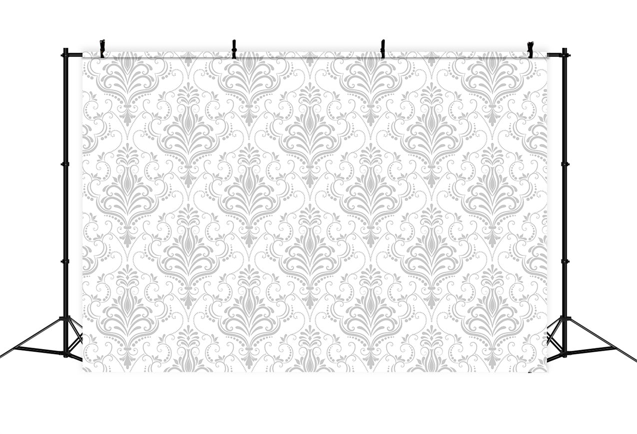 Photography Backdrops Damask Light Gray Ornate Floral Backdrop UK BRP12-596