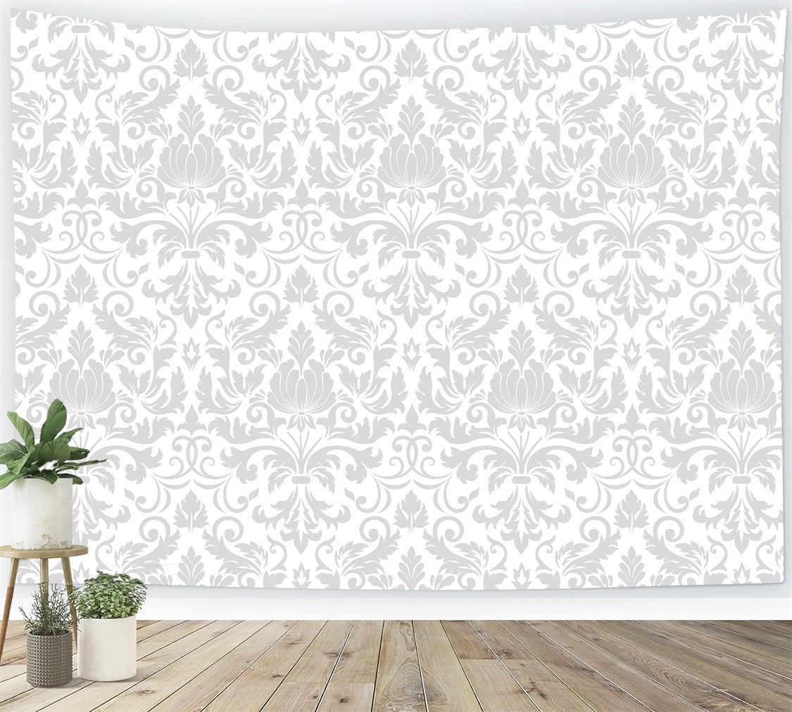 Damask Photo Backdrops Elegant Vintage Leaf Pattern Backdrop UK BRP12-597