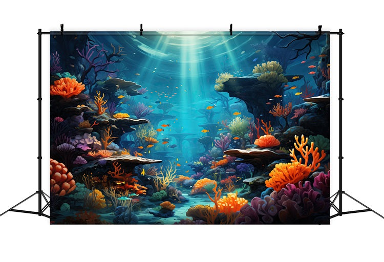 Backdrop Mermaid Theme Vibrant Aquatic Gully Plants Backdrop UK BRP12-60