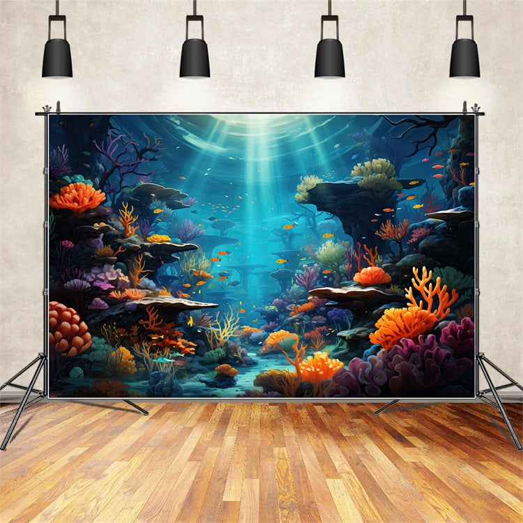 Backdrop Mermaid Theme Vibrant Aquatic Gully Plants Backdrop UK BRP12-60