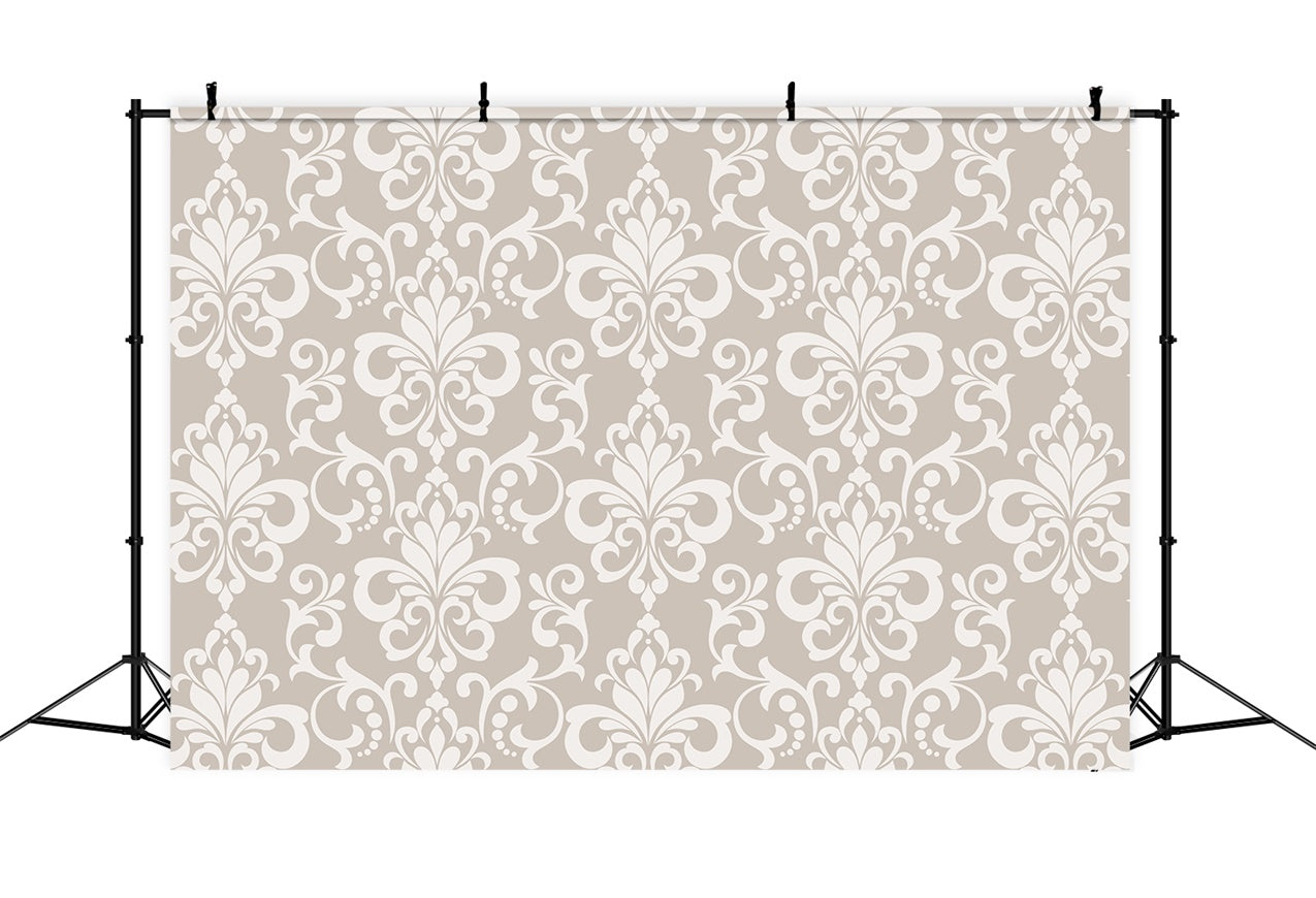 Damask Backdrops Light Beige Regal Symmetrical Design Backdrop UK BRP12-601