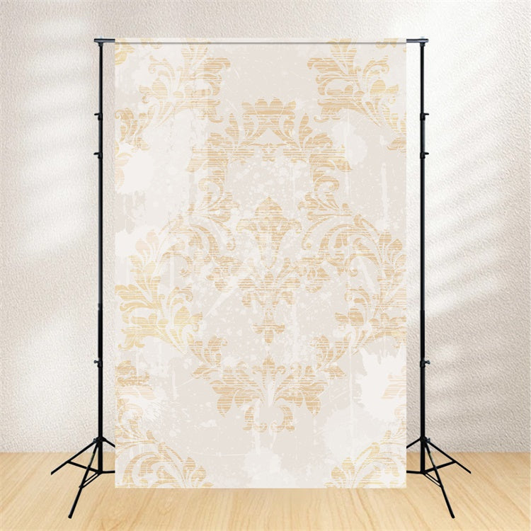 Damask Backdrop Distressed Beige Baroque Floral Pattern Backdrop UK BRP12-604