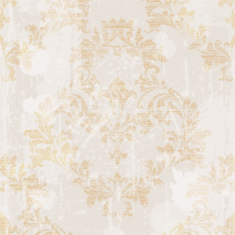 Damask Backdrop Distressed Beige Baroque Floral Pattern Backdrop UK BRP12-604