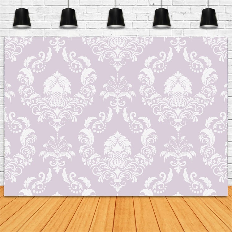 Damask Backdrop Photography Soft Lavender Floral Pattern Backdrop UK BRP12-606