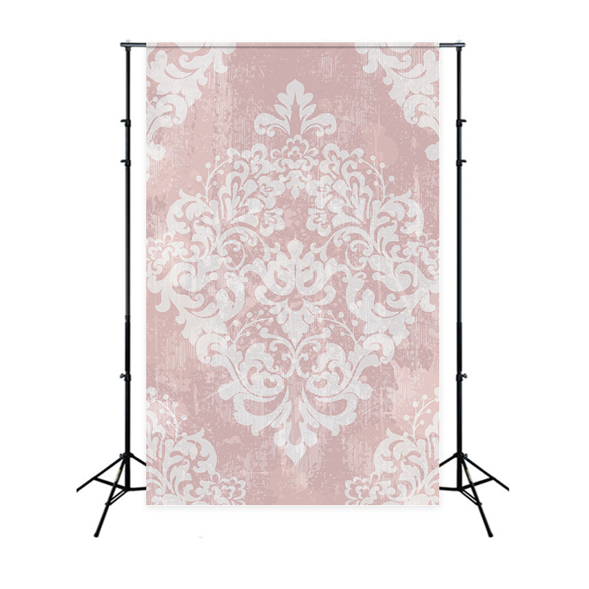 Damask Backdrop Light Pastel Pink Baroque Floral Backdrop UK BRP12-607