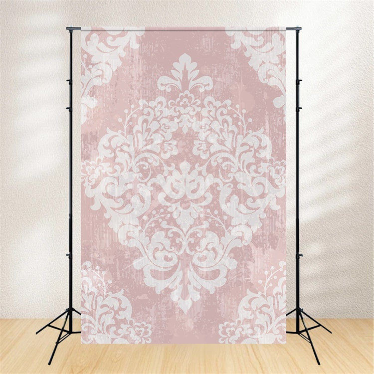 Damask Backdrop Light Pastel Pink Baroque Floral Backdrop UK BRP12-607