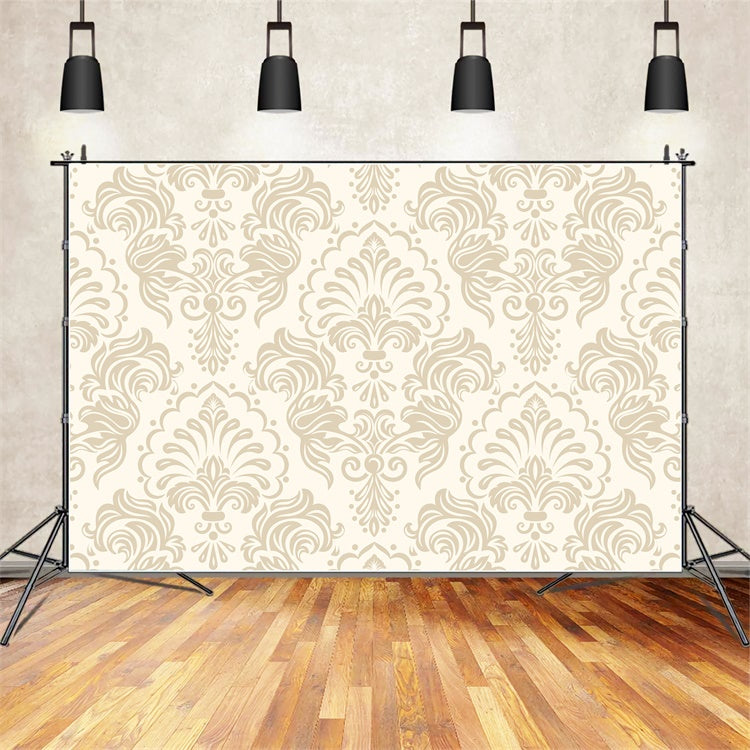 Damask Backdrop Creamy Beige Floral Decorative Backdrop UK BRP12-609