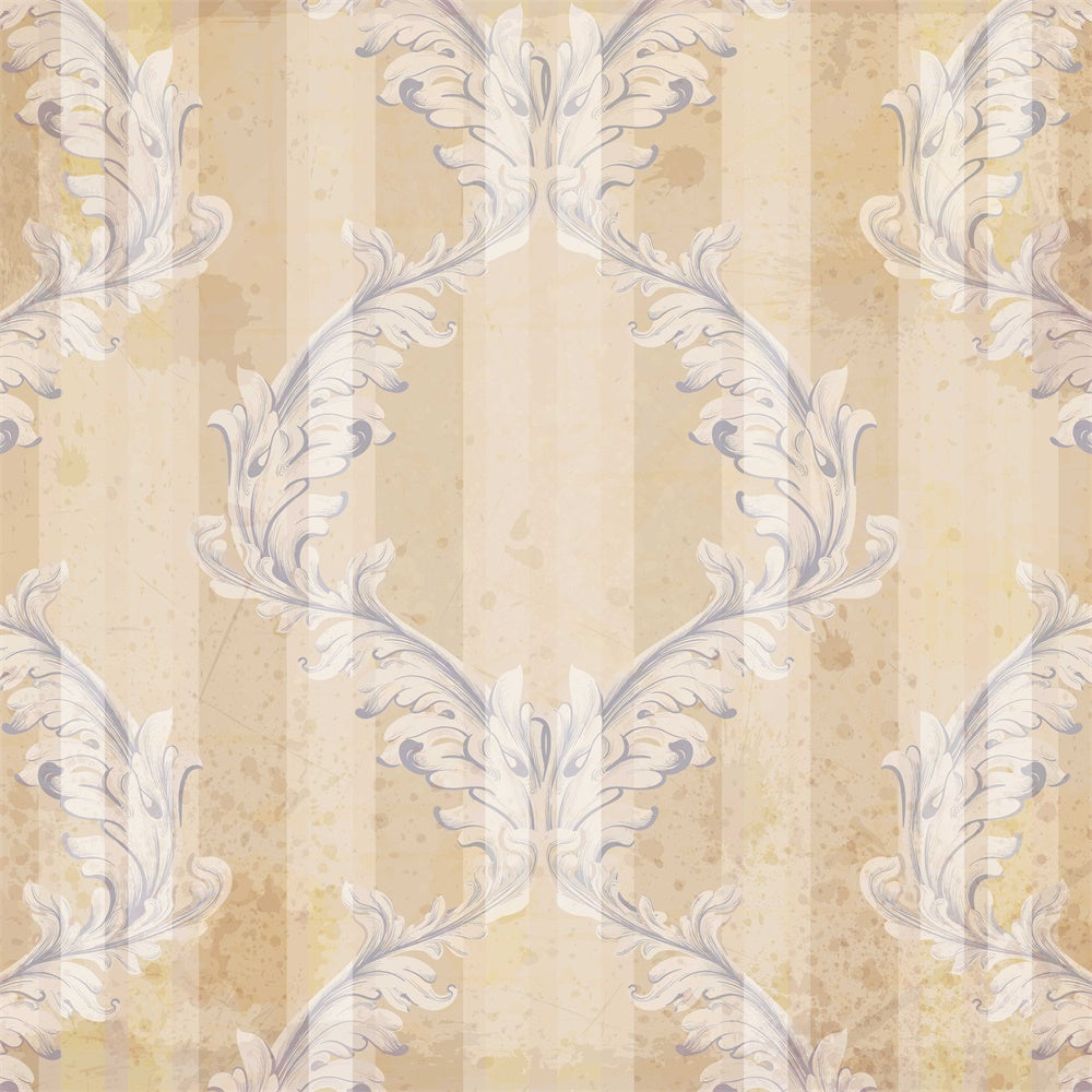 Damask Photo Backdrop Distressed Beige Floral Motif Backdrop UK BRP12-610