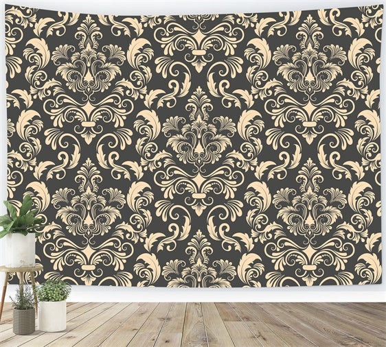 Damask Photo Backdrops Elegant Beige Floral Ornate Backdrop UK BRP12-612