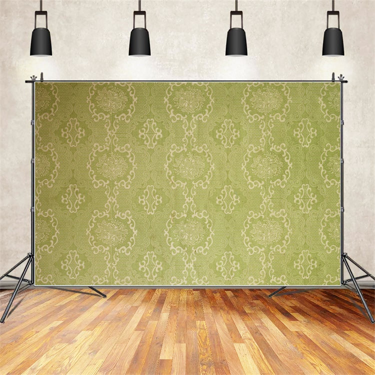 Damask Photography Backdrops Green Floral Medallion Backdrop UK BRP12-613