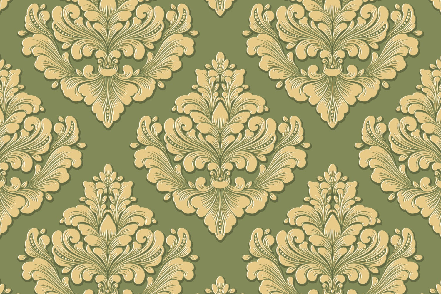 Damask Backdrop Photography Gold Green Ornate Floral Backdrop UK BRP12-615