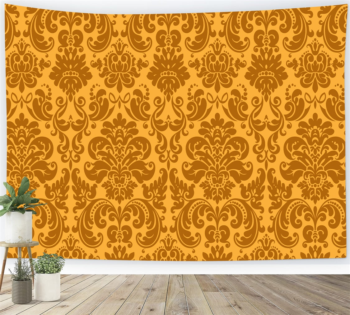 Damask Photography Backdrops Golden Baroque Ornamental Backdrop UK BRP12-616