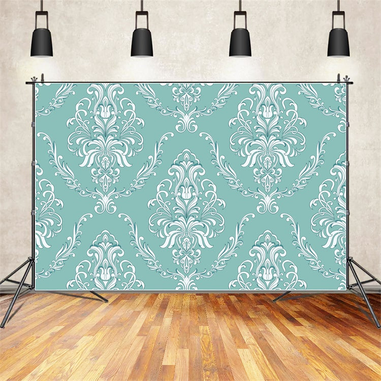 Damask Photo Backdrops Mint Green Floral Ornate Backdrop UK BRP12-617