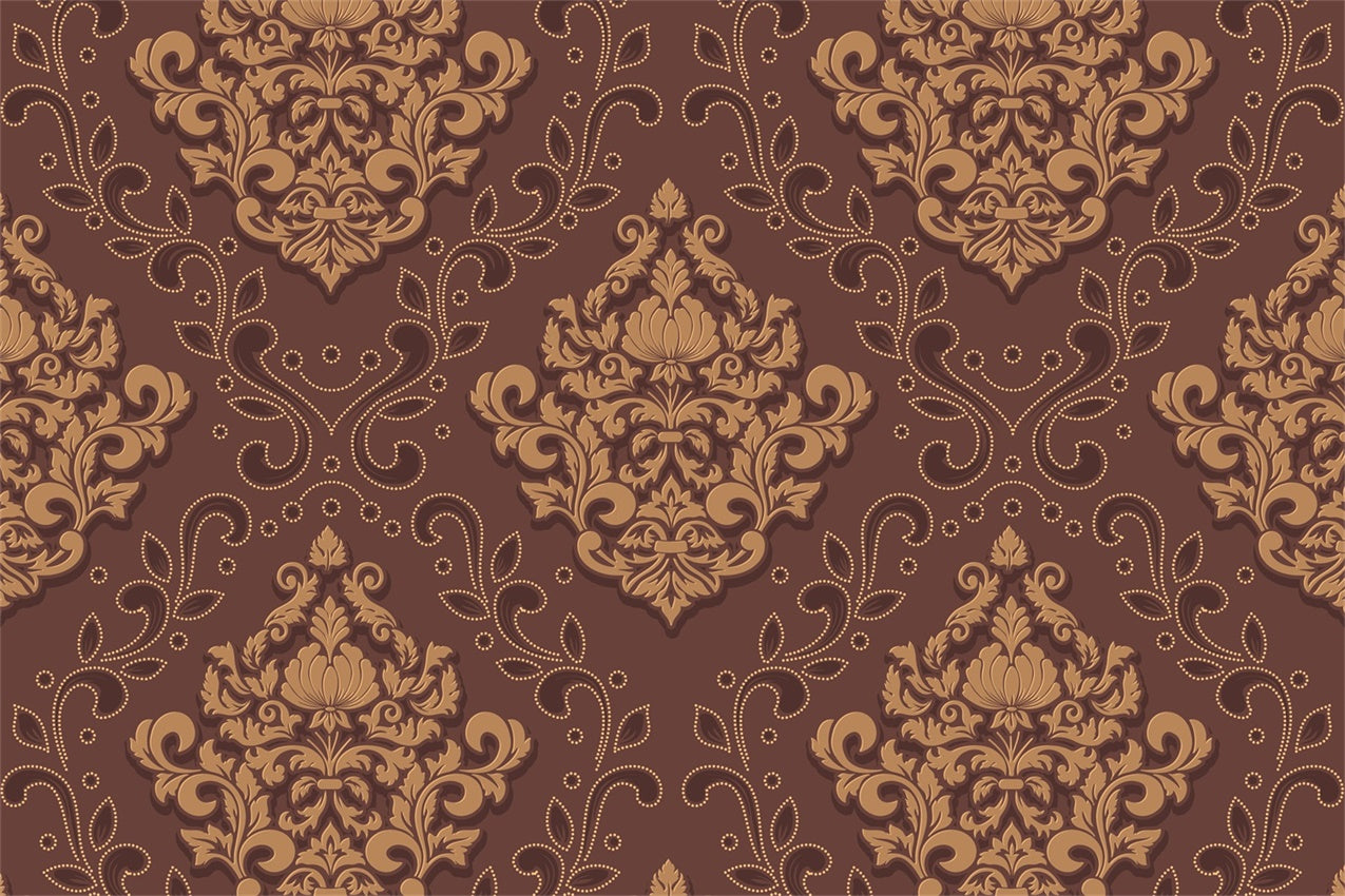 Damask Photo Backdrop Brown Ornamental Floral Backdrop UK BRP12-620