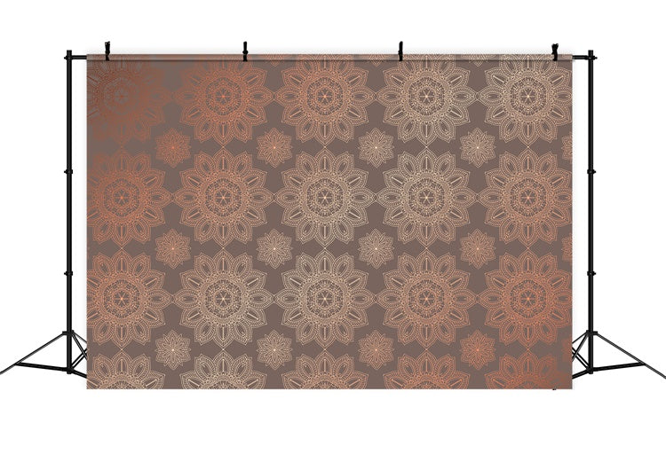 Damask Photography Backdrop Brown Medallion Pattern Backdrop UK BRP12-621