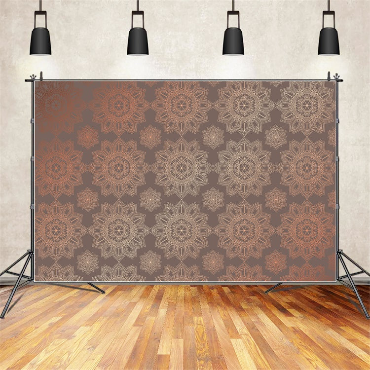 Damask Photography Backdrop Brown Medallion Pattern Backdrop UK BRP12-621