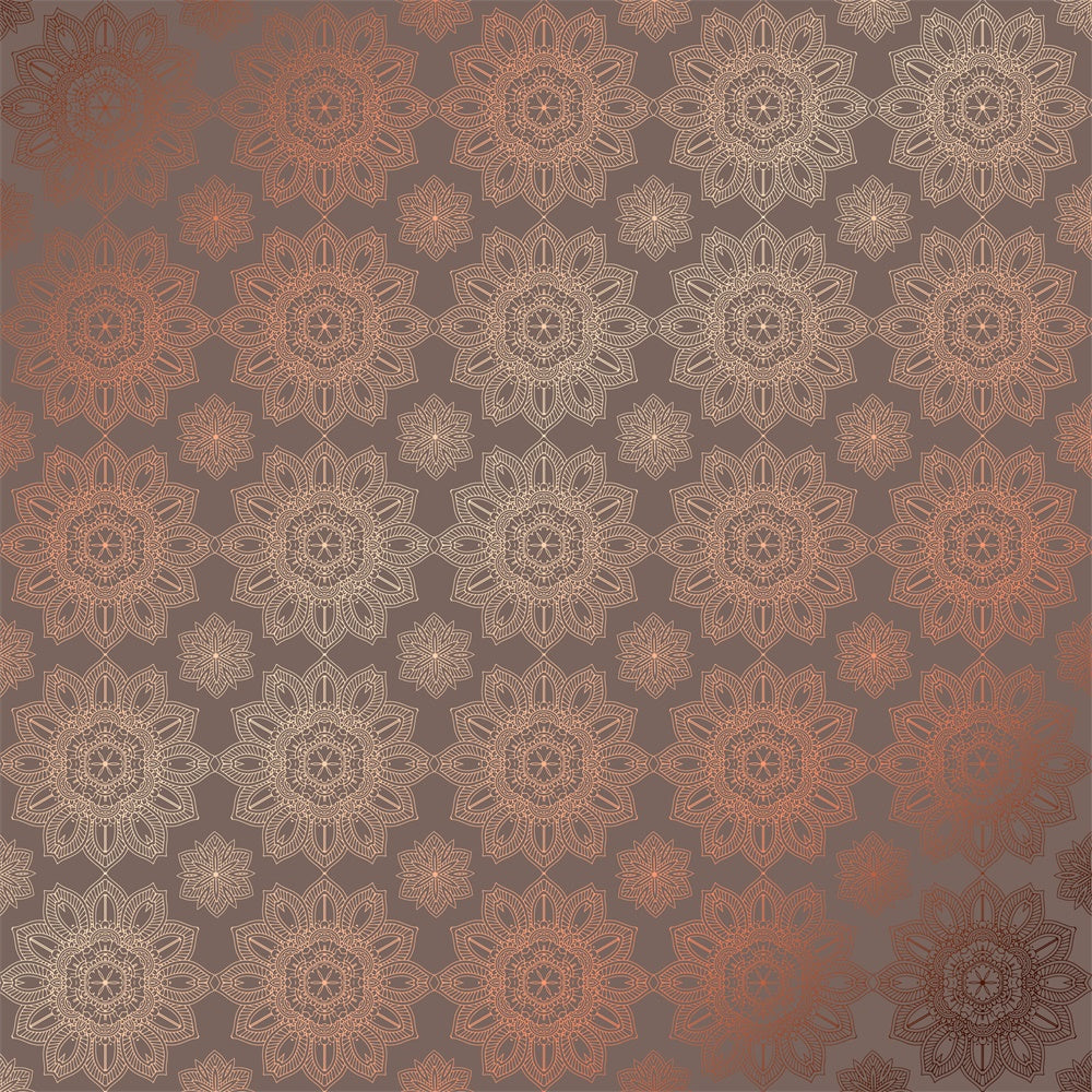 Damask Photography Backdrop Brown Medallion Pattern Backdrop UK BRP12-621