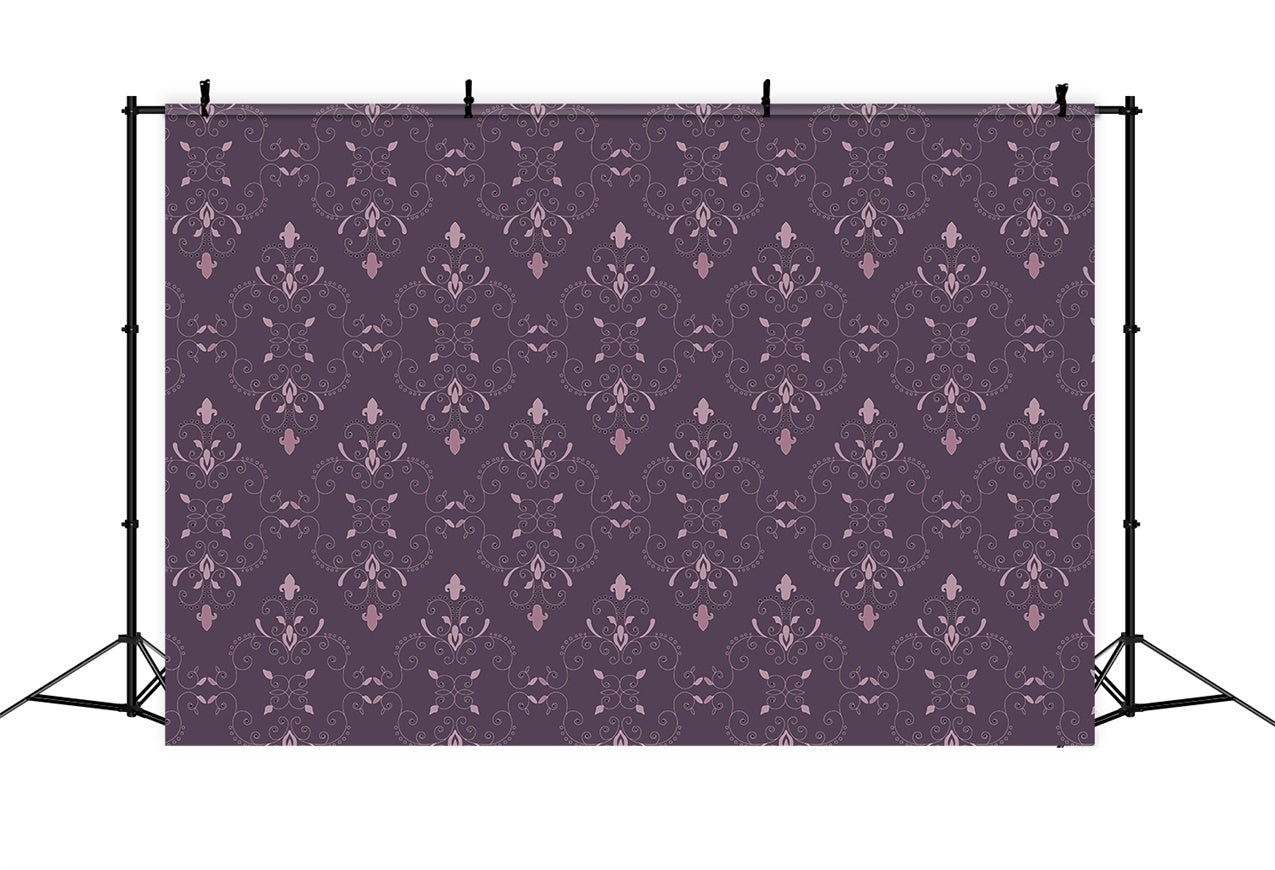 Damask Backdrops Regal Purple Baroque Pattern Backdrop UK BRP12-623