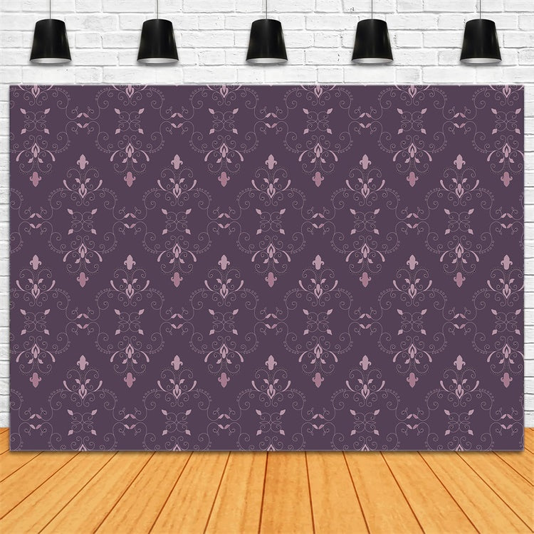 Damask Backdrops Regal Purple Baroque Pattern Backdrop UK BRP12-623