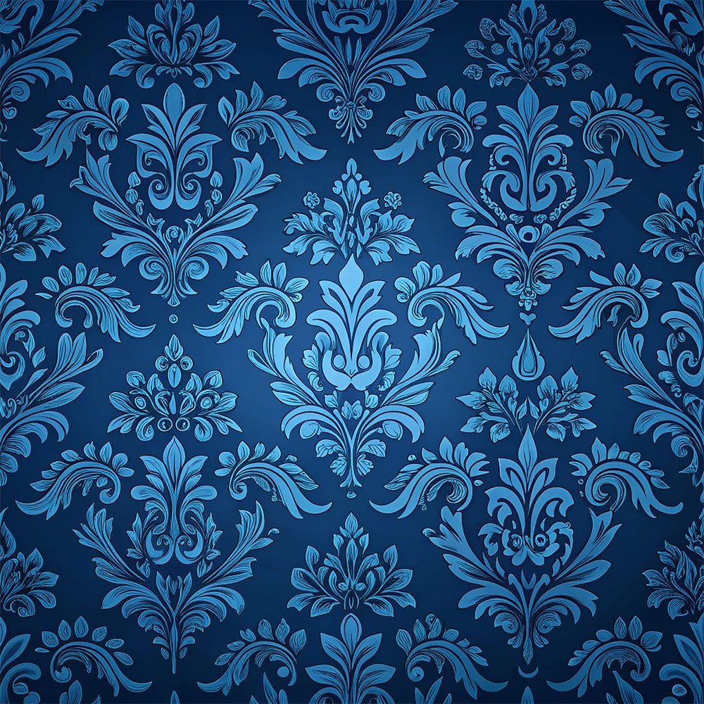 Damask Photo Backdrop Royal Blue Ornamental Floral Backdrop UK BRP12-624