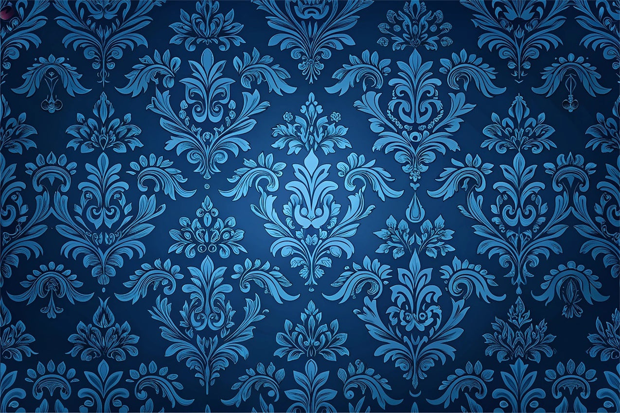 Damask Photo Backdrop Royal Blue Ornamental Floral Backdrop UK BRP12-624