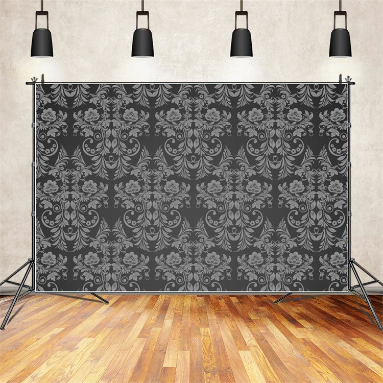 Damask Photography Backdrop Charcoal Grey Design Backdrop UK BRP12-625