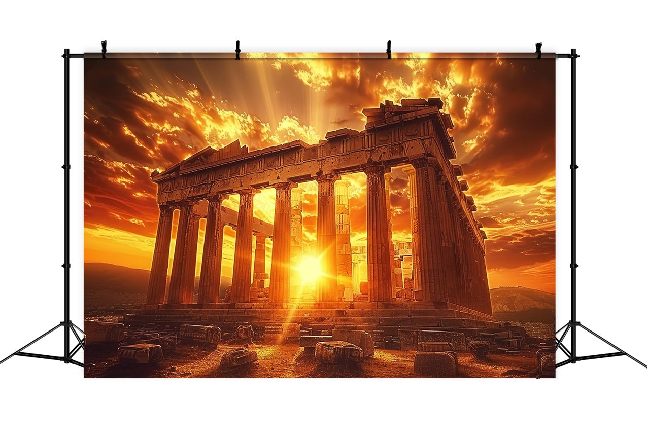 Architecture Backdrop Sunset Ancient Ruins Athens Backdrop UK BRP12-629