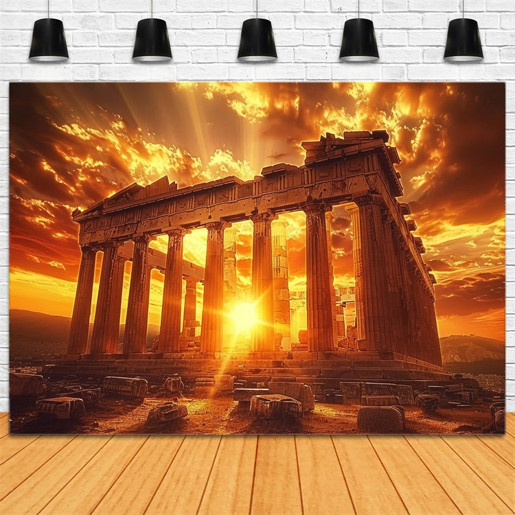 Architecture Backdrop Sunset Ancient Ruins Athens Backdrop UK BRP12-629