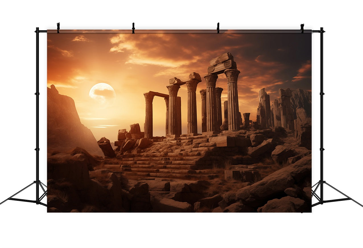 Architecture Backdrop Ancient Ruins Moonlit Dusk Backdrop UK BRP12-630