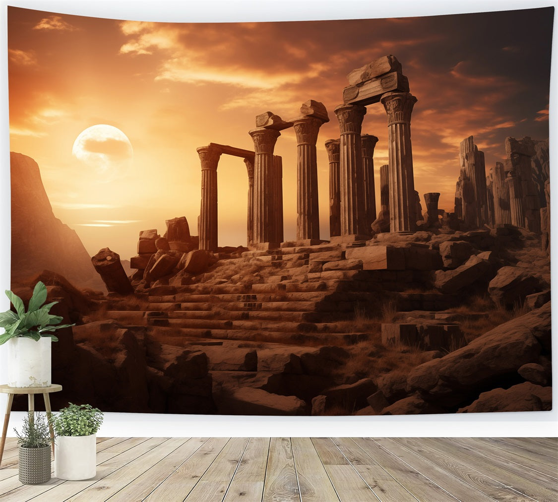 Architecture Backdrop Ancient Ruins Moonlit Dusk Backdrop UK BRP12-630