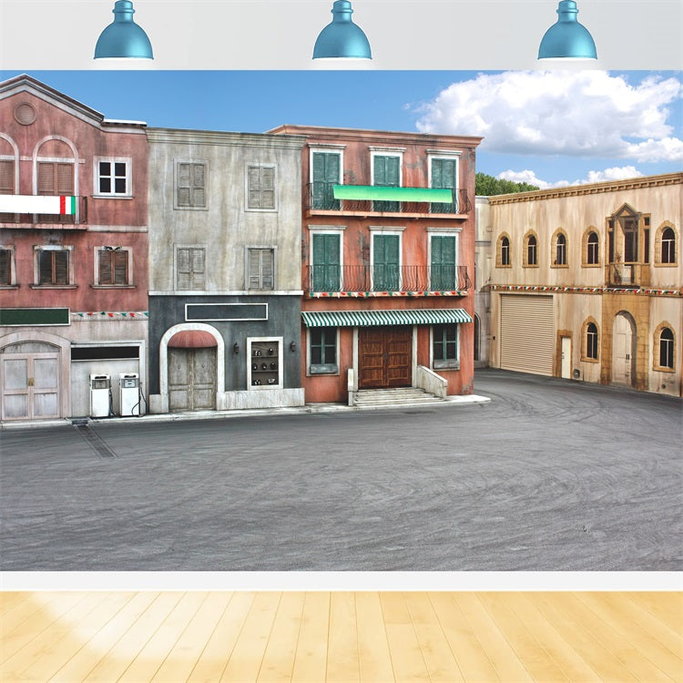 Architecture Backdrop Charming Village Streets Vintage Backdrop UK BRP12-632